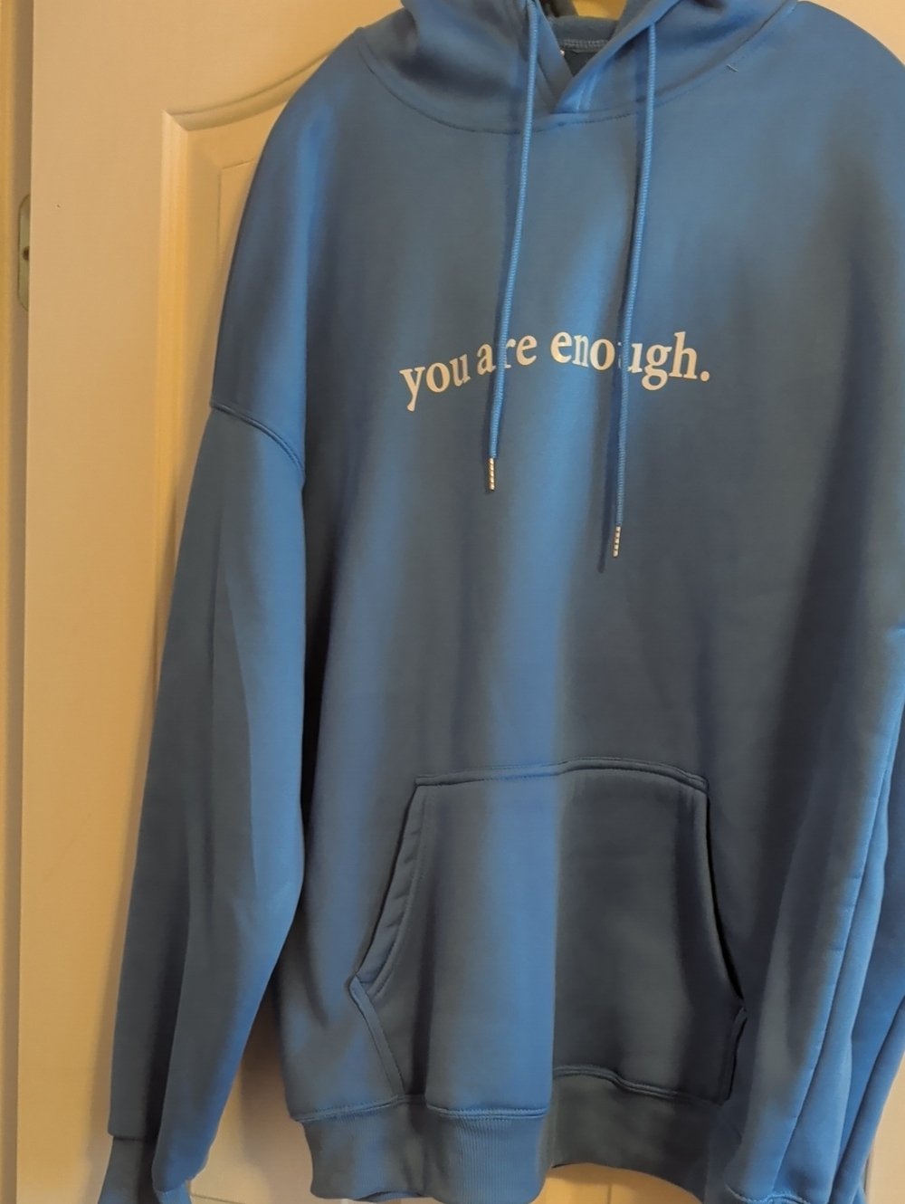 Livi Active Blue Crewneck Hoodie with "you are enough." Chest Print